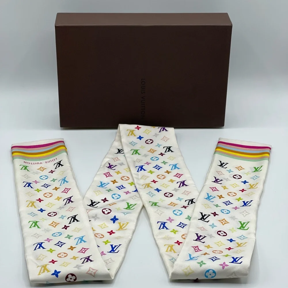 Louis Vuitton x Takashi Murakami Multicolor Y2K Bandeau Neckerchief Scarf Wrap - Picture 3 of 13